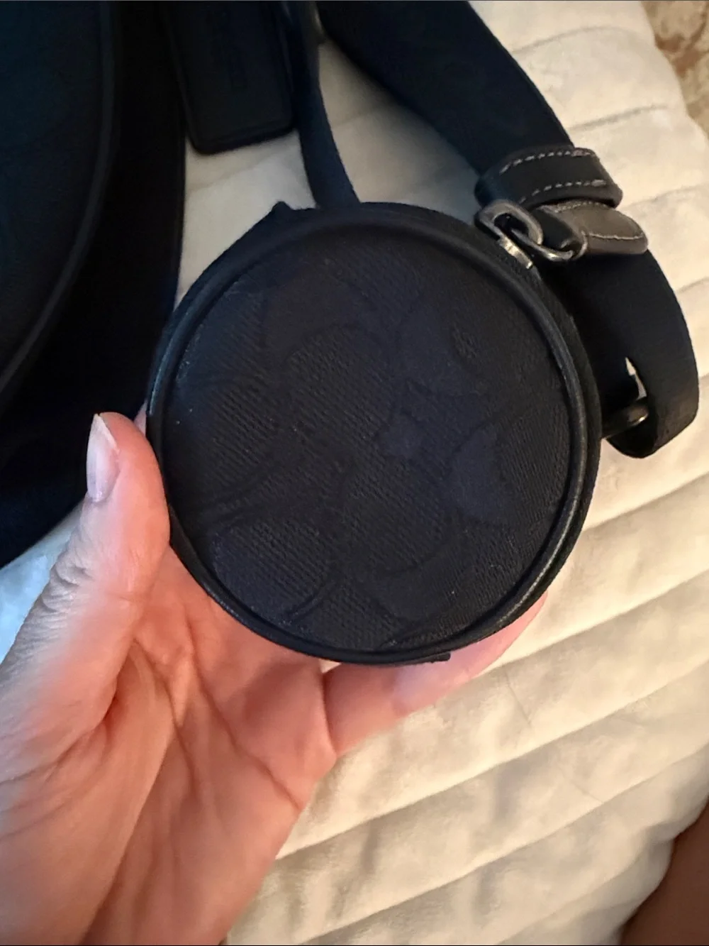 Coach Black Signature Crescent Crossbody with Round Coin Pouch